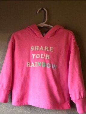 Baby Gap Hoodie Pullover Sweatshirt Pink Share Your Rainbow Girls Toddler 3 year